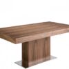 Mesa comedor rectangular extensible de madera de nogal y base acero inoxidable cromado 180/240x75cm