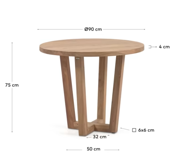 Mesa redonda Alfama madera maciza de acacia natural 90cm