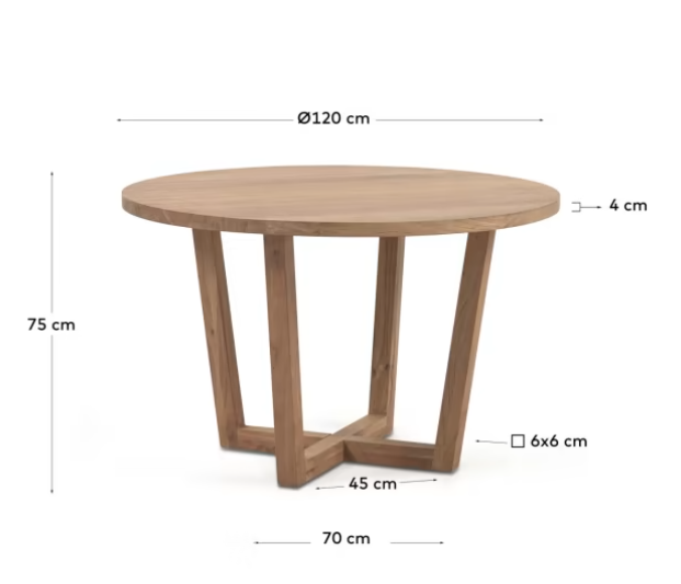 Mesa redonda Alfama madera maciza de acacia natural 120cm