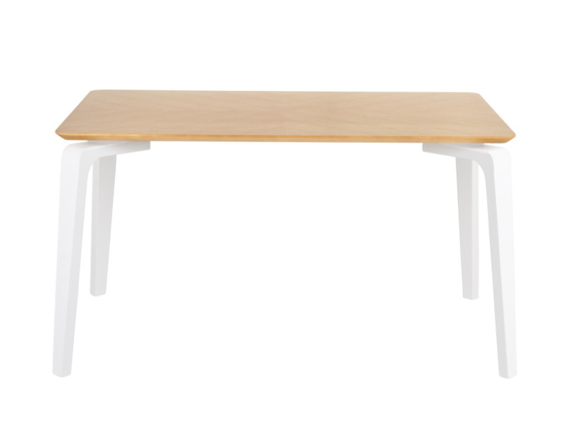 Mesa de comedor Stacy madera roble blanco 140x90cm