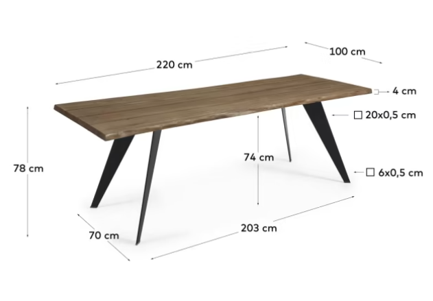 Mesa Key roble viejo 220x100