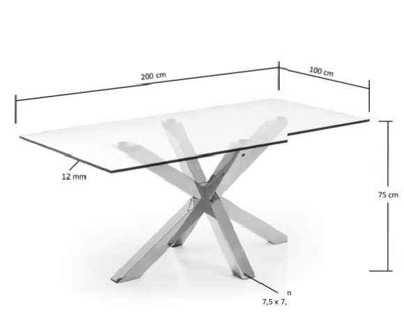 Mesa Ikon cristal inox mate