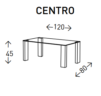 Mesa de centro Keops acero inoxidable cristal 120x80 cm