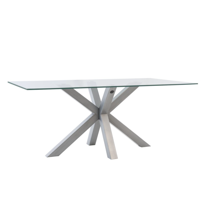 Mesa de comedor Demi cristal cromo 200x100cm