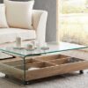 Mesa de centro cristal bandeja roble CT-227