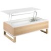 Mesa de centro elevable blanco brillo roble 110x60