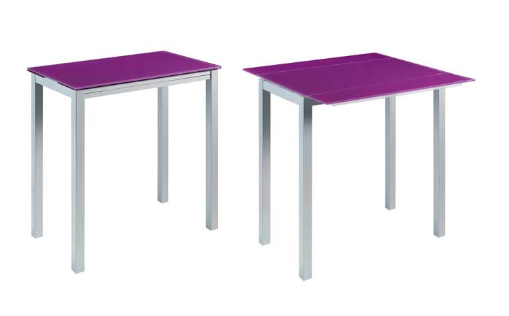 Mesa de cocina alta extensible Praga cristal morado