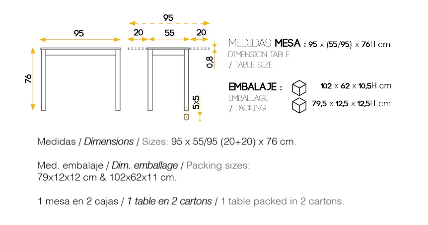 Mesa de cocina extensible praga cristal blanco