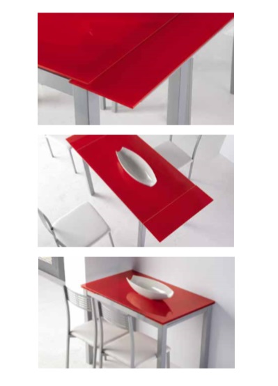 Mesa de cocina extensible Porto  cristal rojo