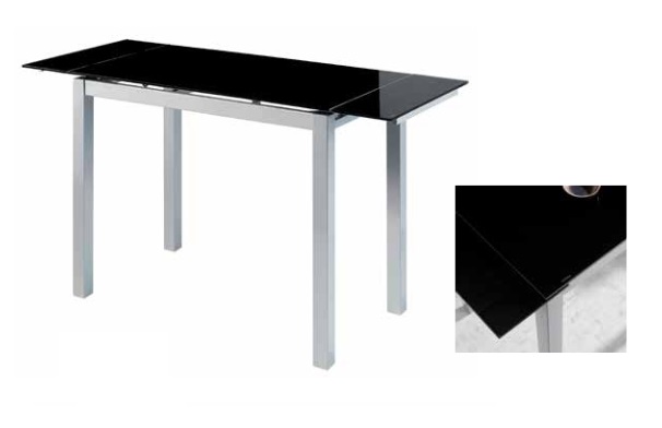 ﻿Conjunto de cocina mimes negro mesa extensible cristal