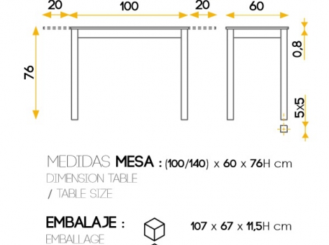 Mesa de cocina extensible Porto cristal negro