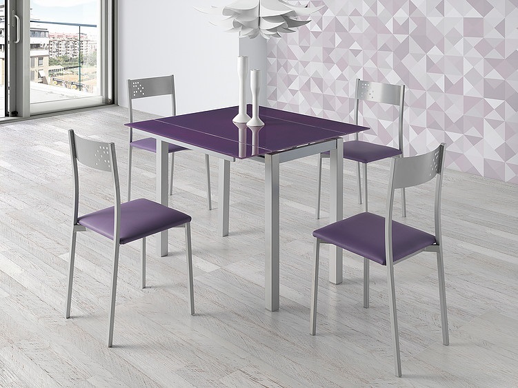 Mesa de cocina extensible praga cristal morada