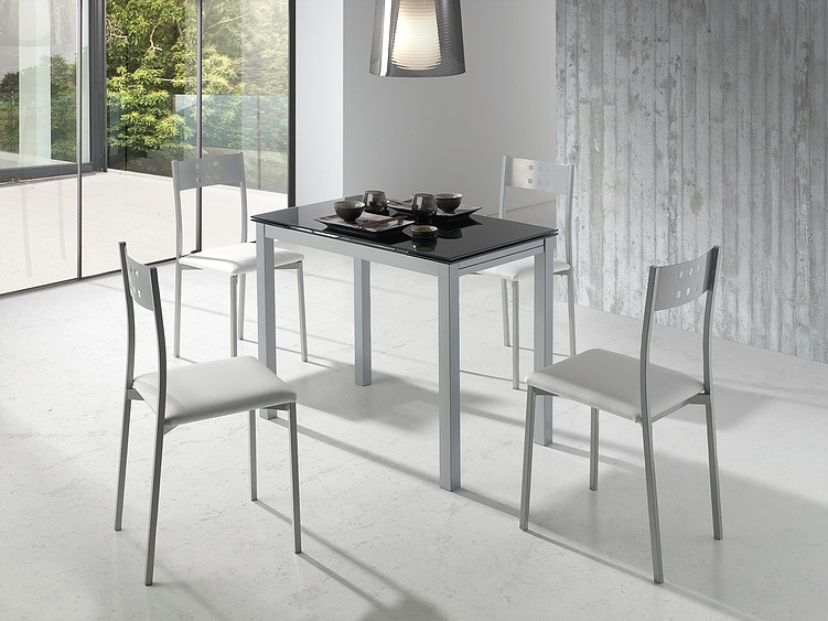 ﻿Conjunto de cocina mimes negro mesa extensible cristal