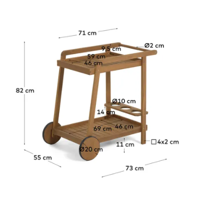 Mesa camarera Doha madera maciza acacia 55x73 cm