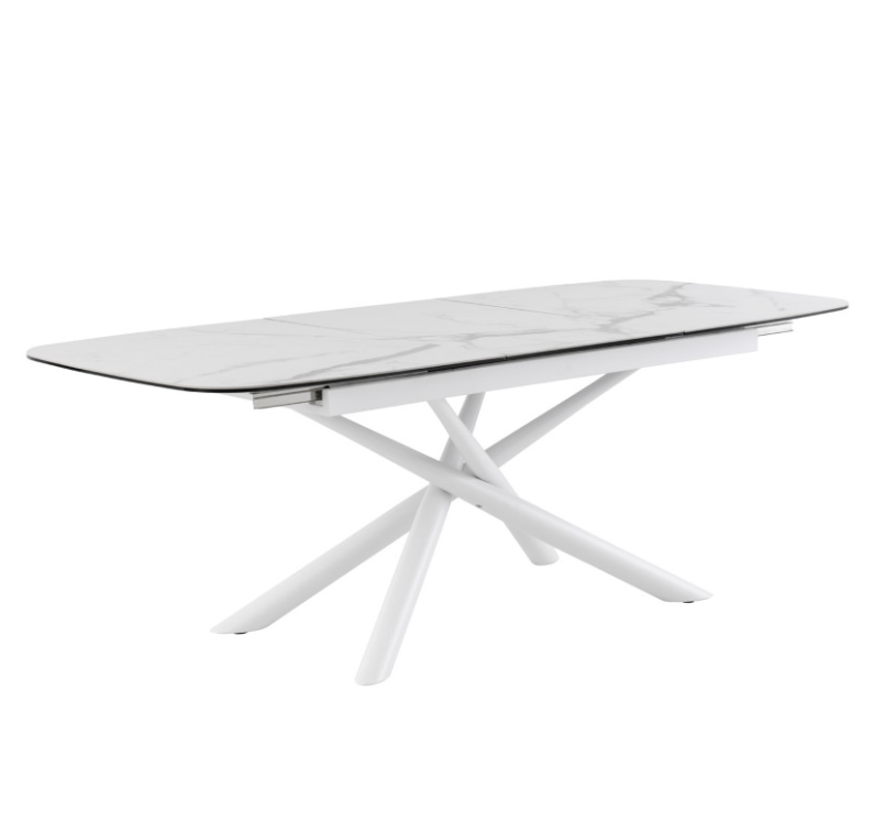 Mesa extensible Ness mármol blanco 160/220 cm