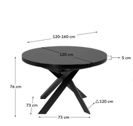 Mesa extensible redonda Dubai cristal templado 120-160cm