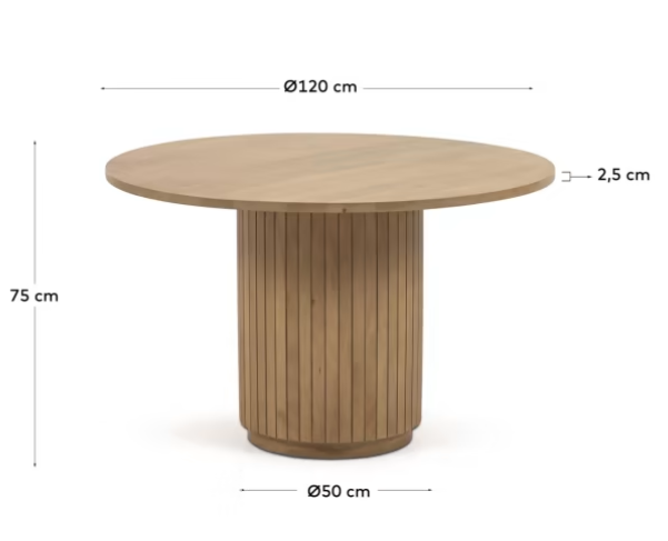 Mesa de comedor London madera maciza de mango 120cm