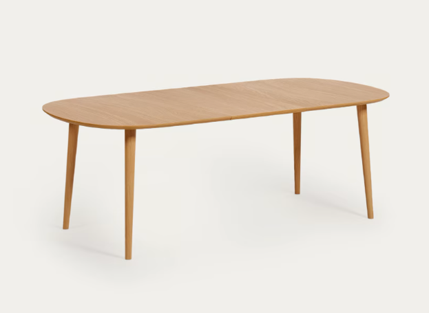 Mesa nordica redonda extensible roble natural 160-260x100 cm