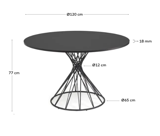 Mesa redonda Afina DM lacado negro 120 cm