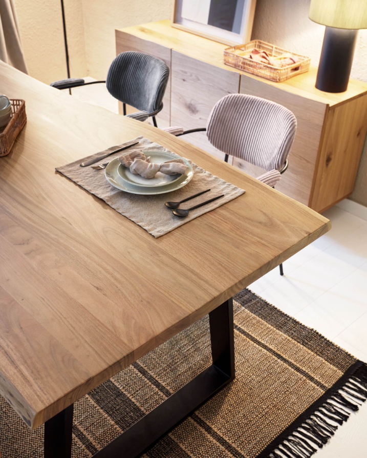 Mesa de comedor wave madera acacia natural metal 220x100cm