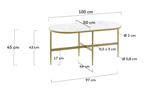 Mesa de centro Elisa efecto marmol 100x50 cm