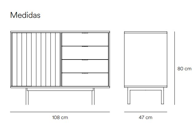 Aparador sierra 1 puerta 4 cajones gris claro roble 108 cm