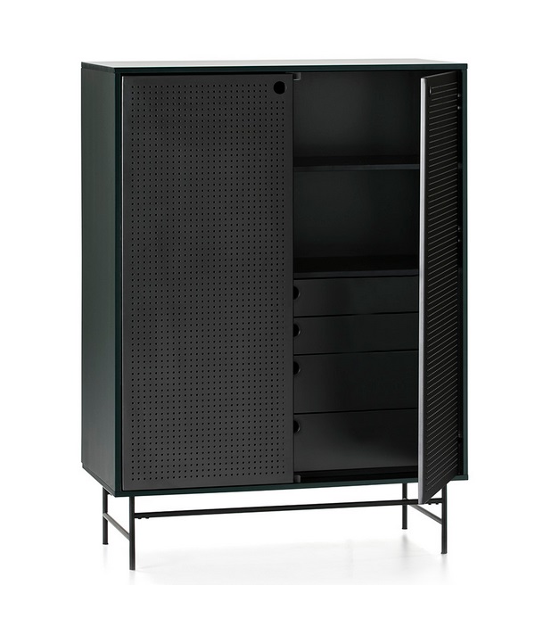 Mueble aparador alto Punto metal negro verde 150x93