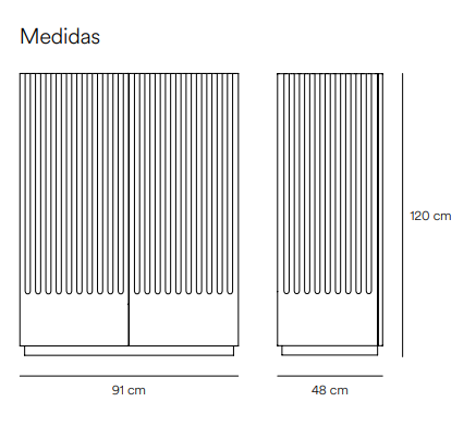 Aparador mueble auxiliar Doric 2 puertas 2 cajones negro 90x120cm