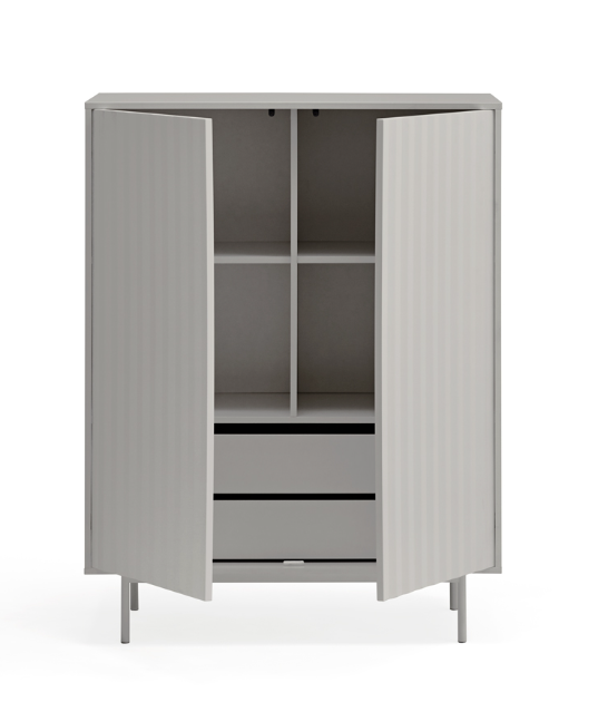 Aparador mueble auxiliar sierra 2 puertas 2 cajones gris claro 130x97 cm