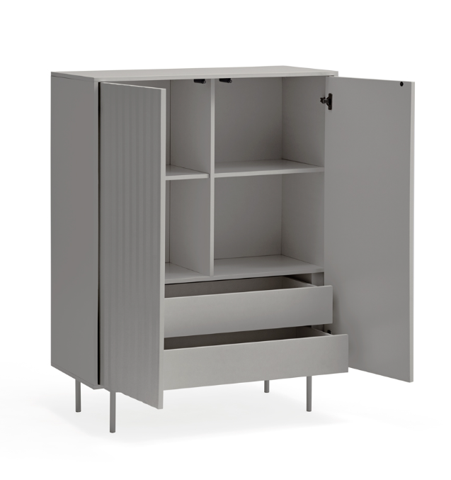 Aparador mueble auxiliar sierra 2 puertas 2 cajones gris claro 130x97 cm