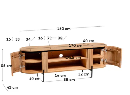 Mueble TV London madera maciza de mango 160x56cm