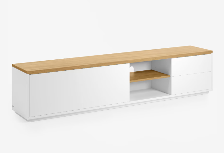 Mueble TV Mascate chapa roble lacado blanco 200x44 cm