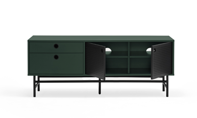 Mueble TV industrial Punto metal verde 140 cm 2P2C