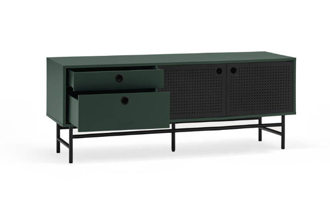 Mueble TV industrial Punto metal verde 140 cm 2P2C