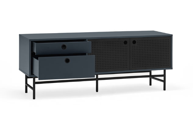 Mueble TV industrial Punto metal negro azul oscuro 140 cm 2P2C