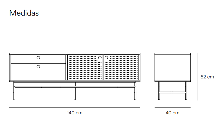 Mueble TV industrial Punto metal negro azul oscuro 140 cm 2P2C