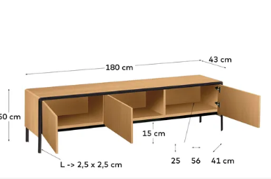 Mueble TV Aaron nogal 180x50 cm