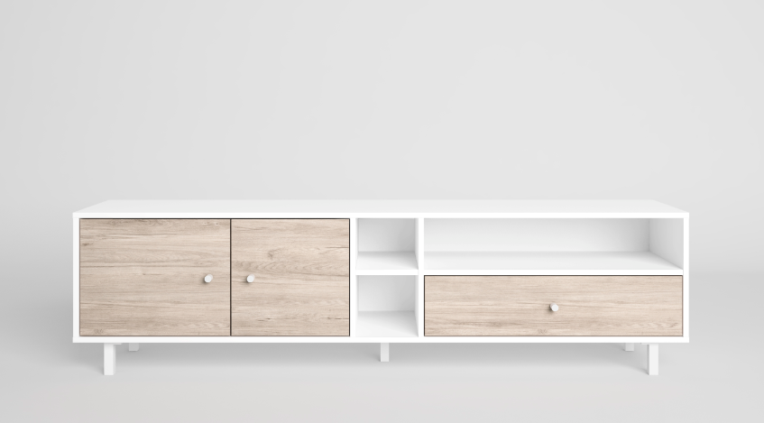 Mueble TV Roald en madera blanco 180x40cm