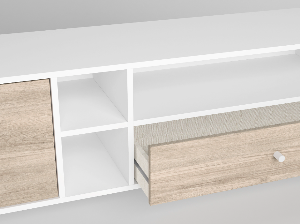 Mueble TV Roald en madera blanco 180x40cm