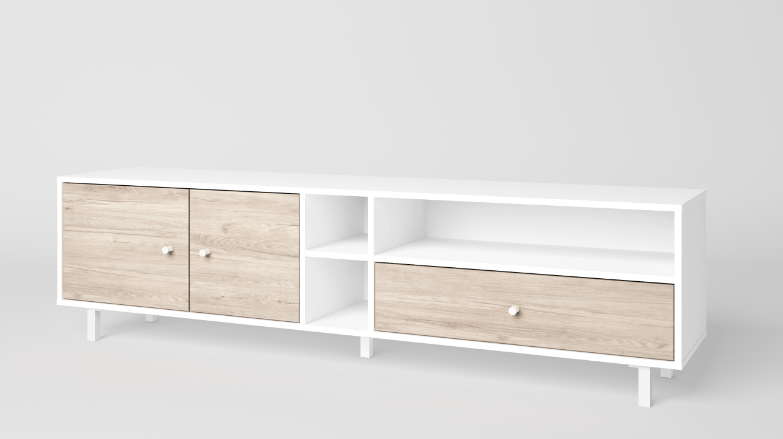 Mueble TV Roald en madera blanco 180x40cm