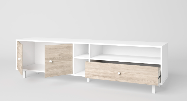 Mueble TV Roald en madera blanco 180x40cm