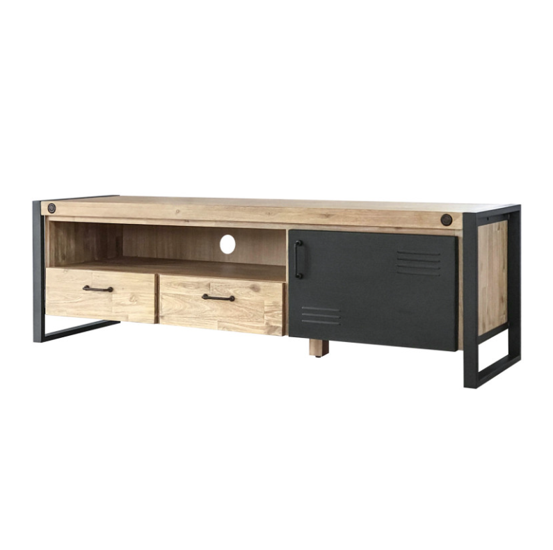 Mueble TV Boston madera de acacia y estructura de metal