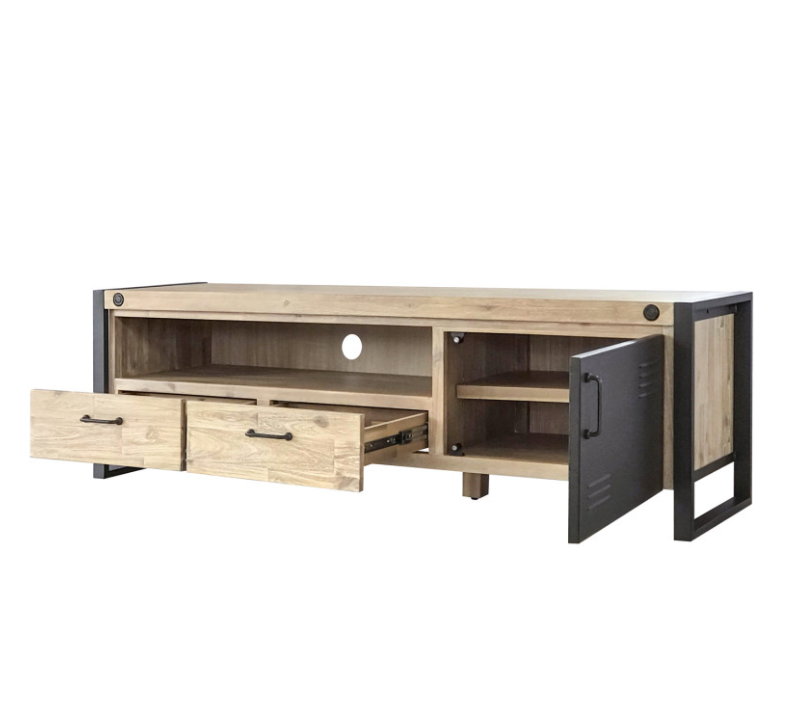 Mueble TV Boston madera de acacia y estructura de metal