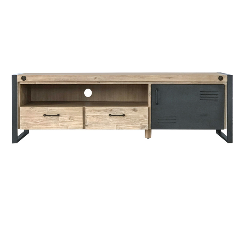 Mueble TV Boston madera de acacia y estructura de metal