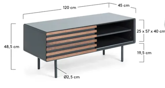 Mueble TV Brownie chapa de nogal 120x48 cm