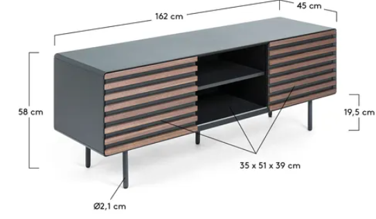 Mueble TV Brownie chapa de nogal 162x58 cm