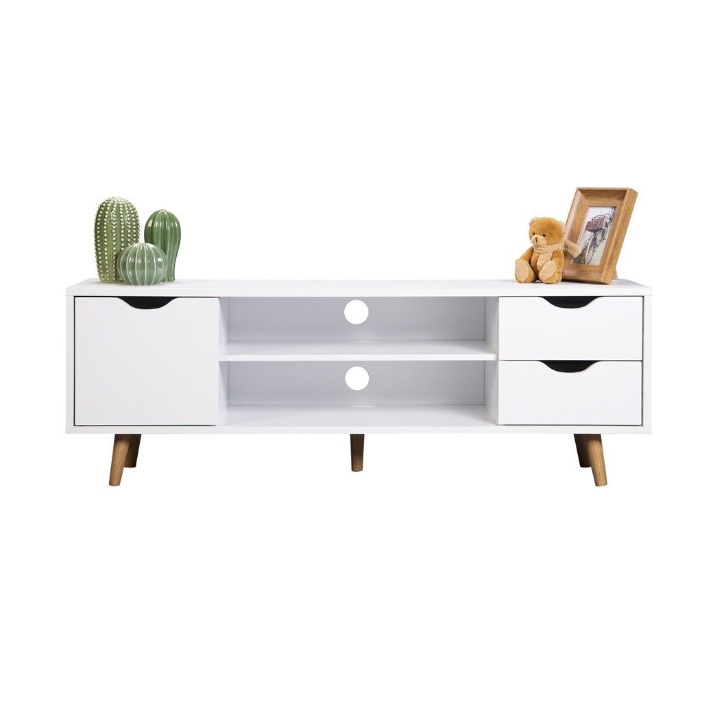 Mueble Tv Carla blanco 1 puerta y 2 cajones 120x28x41cm