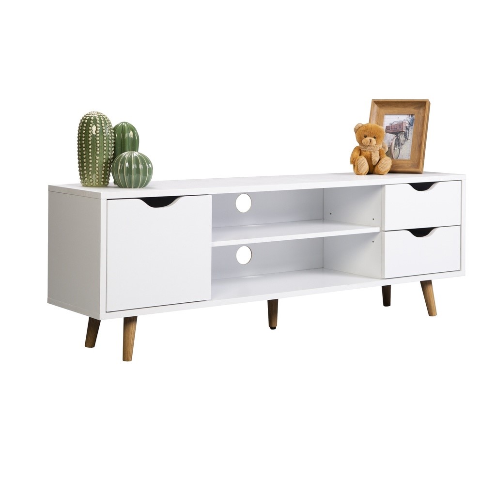 Mueble Tv Carla blanco 1 puerta y 2 cajones 120x28x41cm