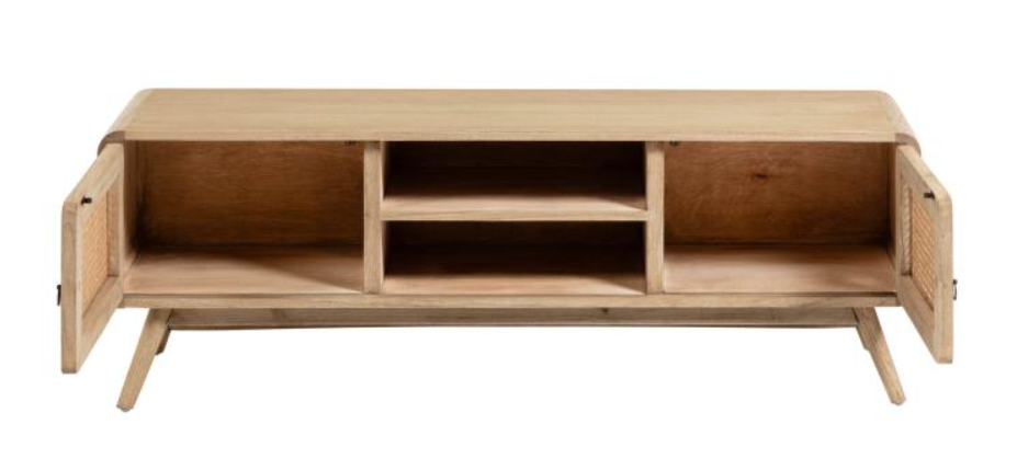 Mueble TV Dakar madera natural ratan trenzado 150x50 cm