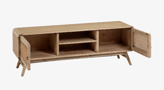 Mueble TV Dakar madera natural ratan trenzado 150x50 cm